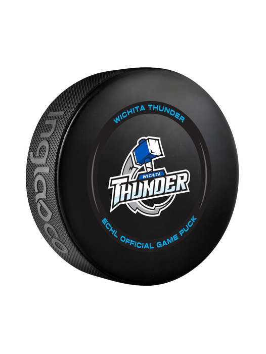 Rondelle de hockey officielle du match ECHL Wichita Thunder 2024-25 dans un cube