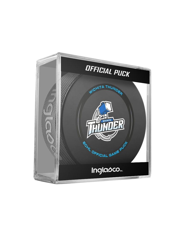 ECHL Wichita Thunder 2024-25 Official Game Hockey Puck In Cube