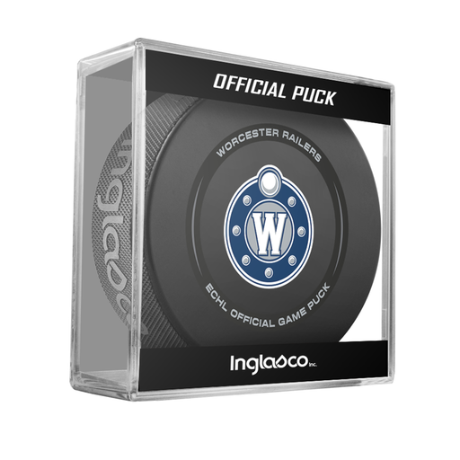 ECHL Worcester Railers 2024-25 Official Game Hockey Puck In Cube