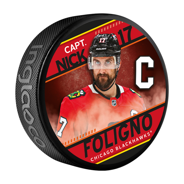 NHL Captain Series Nick Foligno Chicago Blackhawks Souvenir Hockey Puck In Cube