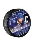 NHL Captain Series Victor Hedman Tampa Bay Lightning Souvenir Hockey Puck In Cube