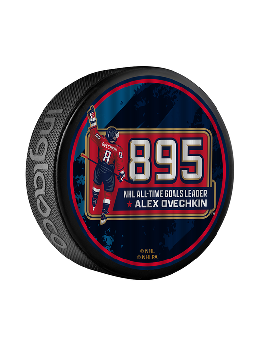 Rondelle souvenir lenticulaire Alex Ovechkin des Capitals de Washington, meilleur buteur de tous les temps (895)