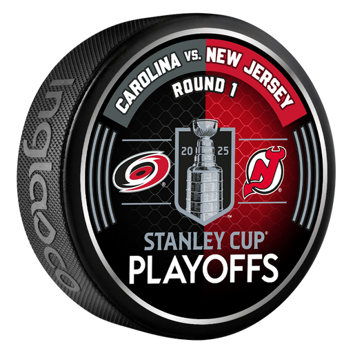 NHL 2025 Round 1 Playoffs Match-Up Carolina Hurricanes Vs New Jersey Devils Souvenir Collector Puck
