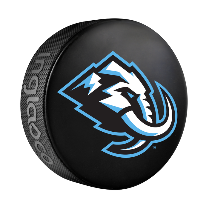 NHL Utah Mammoth classic souvenir collector puck with full-color blue and white mammoth team logo