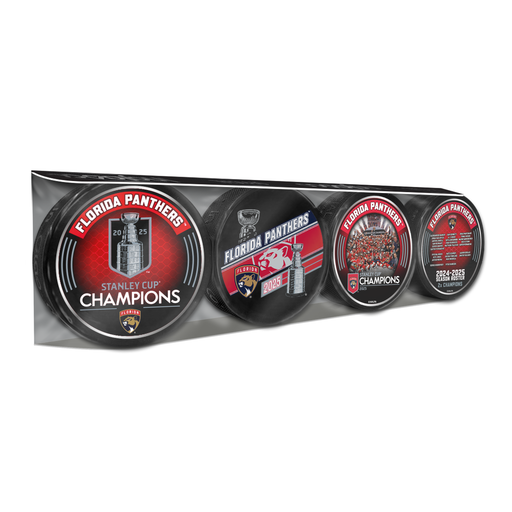 NHL Playoffs 2025 Stanley Cup Champs Florida Panthers 4-pack Souvenir Collector Puck