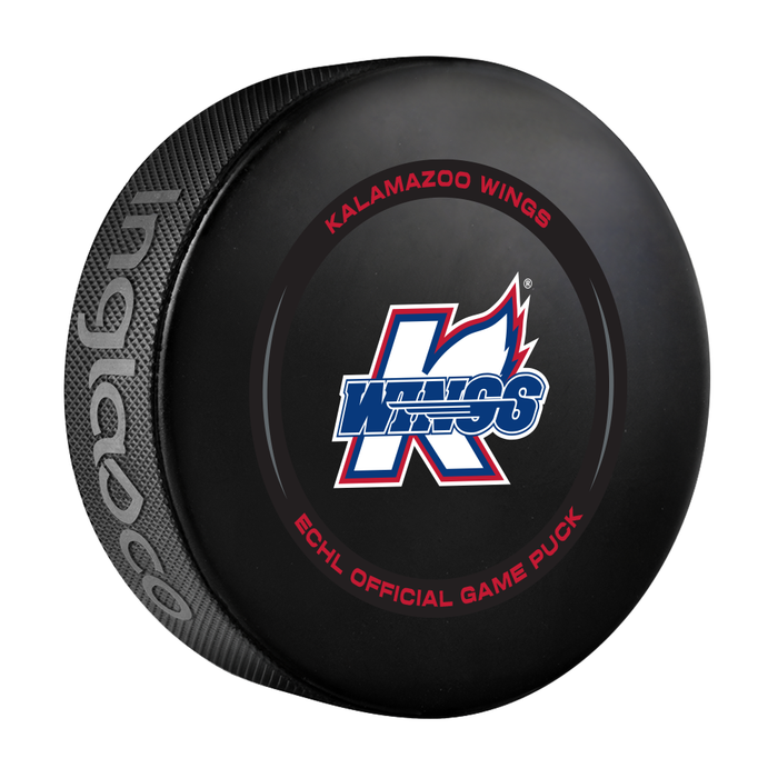 ECHL Kalamazoo Wings 50 Years 2025-26 Official Game Hockey Puck In Cube