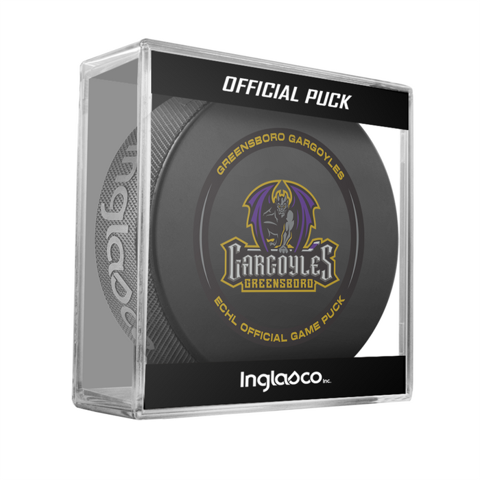 ECHL Greensboro Gargoyles 2025-26 Official Game Hockey Puck In Cube