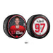 Hockey Canada Connor McDavid Team Canada player puck side 1 with portrait and jersey number 97 in red