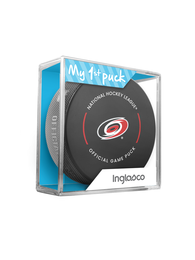 NHL Carolina Hurricanes Officially Licensed 2023-2024 Team Game Puck Design In Cube - New Fan Blue