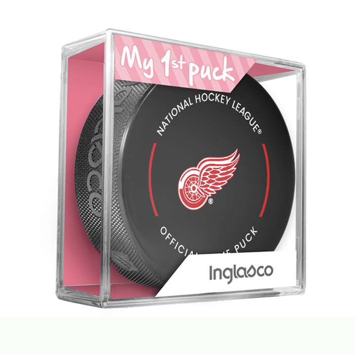 NHL Detroit Red Wings Officially Licensed 2023-2024 Team Game Puck Design In Cube - New Fan Pink