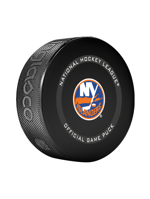 Rondelle de hockey officielle des New York Islanders de la LNH en cube - Bleu nouveau fan
