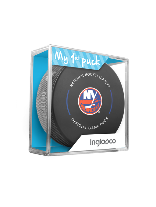 NHL New York Islanders Officially Licensed 2023-2024 Team Game Puck Design In Cube - New Fan Blue
