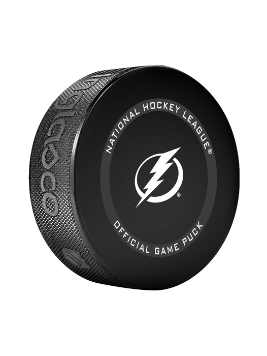 Rondelle de hockey officielle des Tampa Bay Lightning de la LNH en cube - Bleu nouveau fan