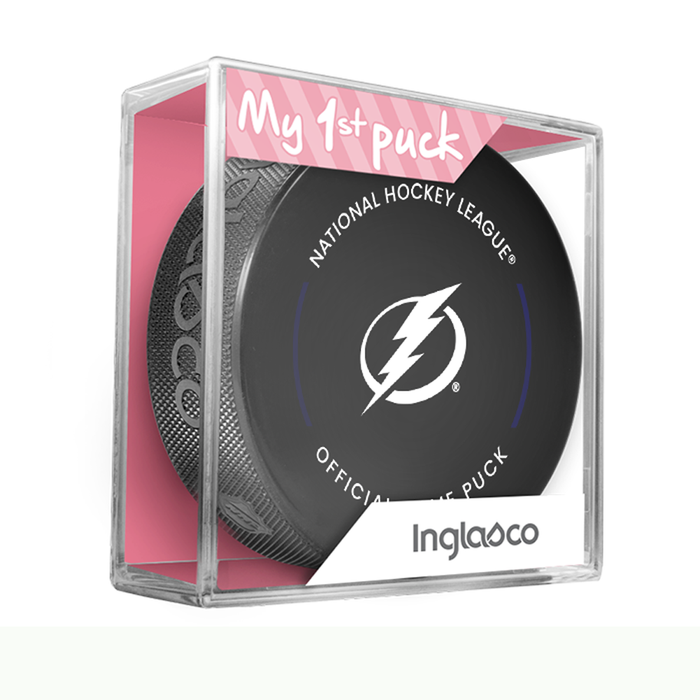 NHL Tampa Bay Lightning Officially Licensed 2023-2024 Team Game Puck Design In Cube - New Fan Pink