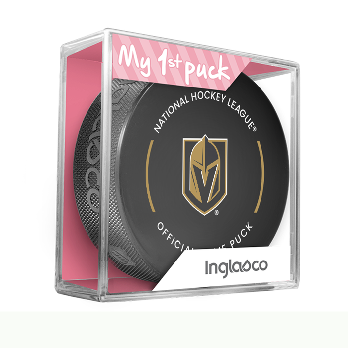 NHL Vegas Golden Knights Officially Licensed 2023-2024 Team Game Puck Design In Cube - New Fan Pink