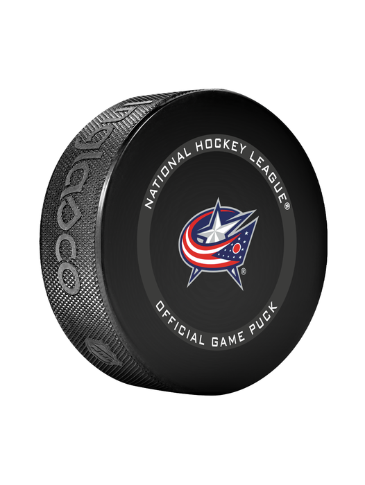Rondelle de hockey officielle des Blue Jackets de Columbus de la LNH en cube - Nouveau fan rose