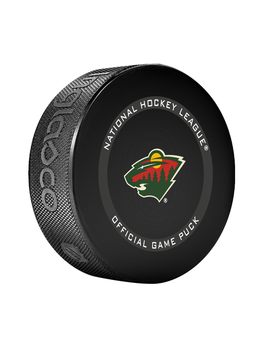 Rondelle de hockey officielle NHL Minnesota Wild en cube - Nouveau fan rose