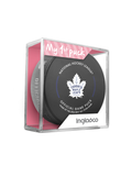 Rondelle de hockey officielle des Toronto Maple Leafs de la LNH en cube - Nouveau fan rose
