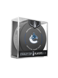 NHL Vancouver Canucks 2024 Official Playoffs Game Hockey Puck Design In Cube