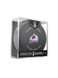 NHL Colorado Avalanche 2024 Official Playoffs Game Hockey Puck Design In Cube