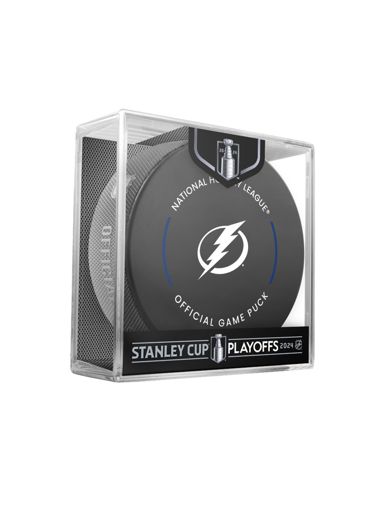 NHL Tampa Bay Lightning 2024 Official Playoffs Game Hockey Puck Design In Cube