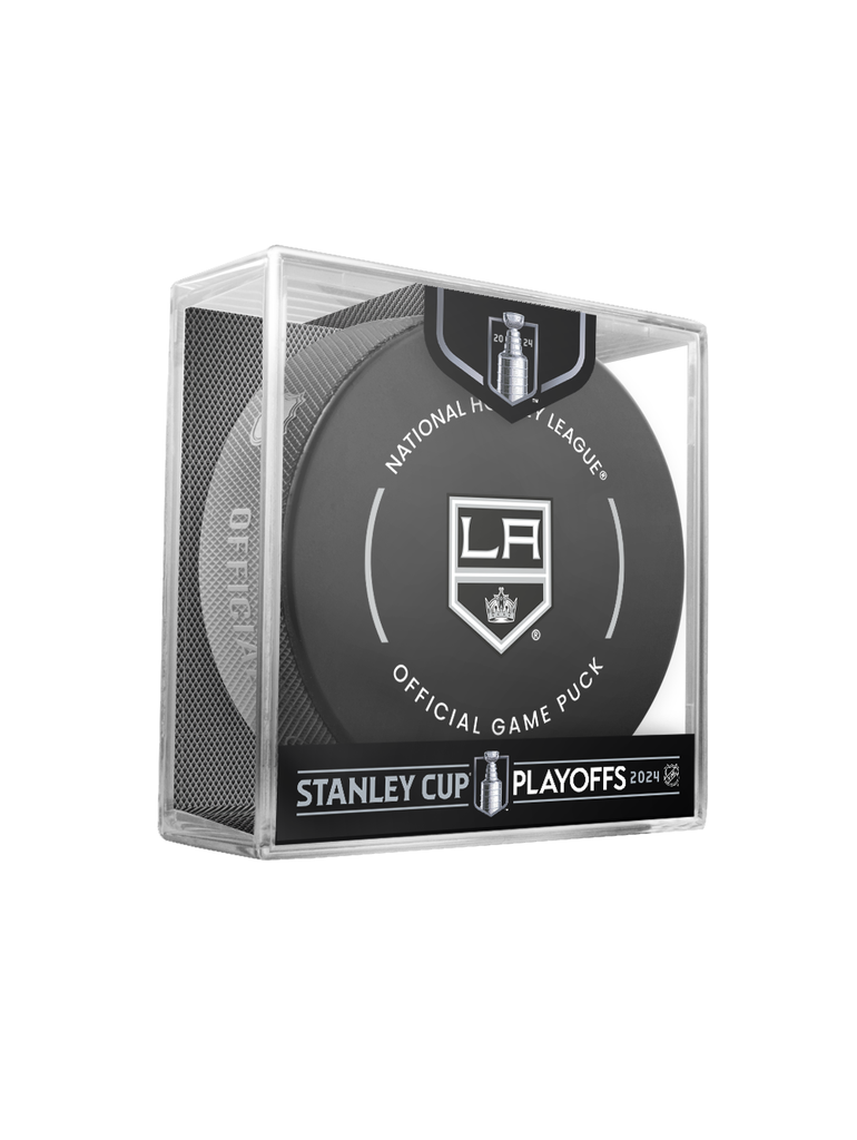 NHL Los Angeles Kings 2024 Official Playoffs Game Hockey Puck Design In Cube