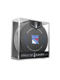NHL New York Rangers 2024 Official Playoffs Game Hockey Puck Design Round 3 In Cube