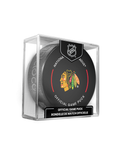 NHL Chicago Blackhawks Officially Licensed 2024-25 Team Game Hockey Puck Design- In Cube