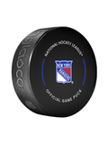 NHL New York Rangers Officially Licensed 2024-25 Team Game Hockey Puck Design- In Cube