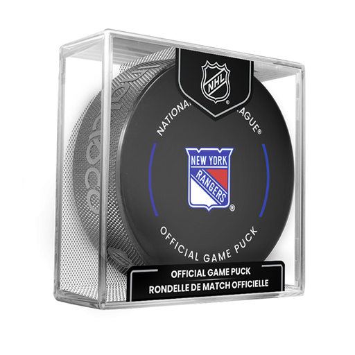 NHL New York Rangers Officially Licensed 2024-25 Team Game Hockey Puck Design- In Cube