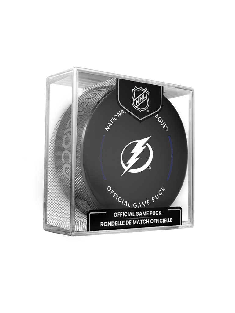 NHL Tampa Bay Lightning Officially Licensed 2024-25 Team Game Hockey Puck Design- In Cube