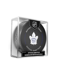 NHL Toronto Maple Leafs Officially Licensed 2024-25 Team Game Hockey Puck Design- In Cube