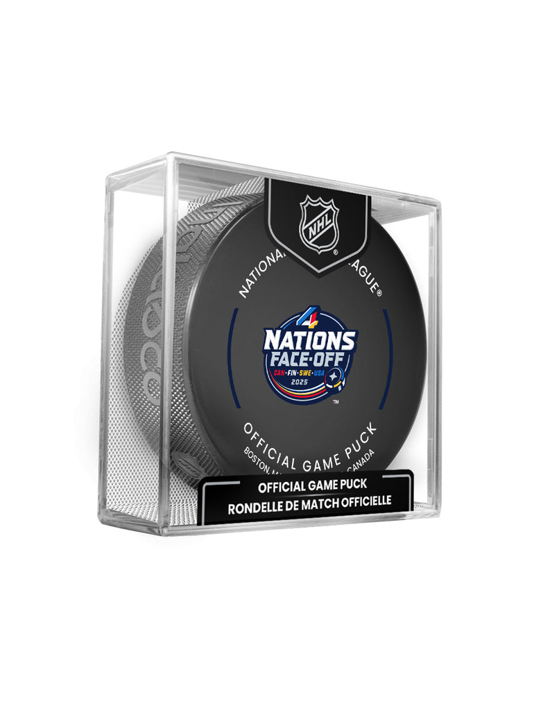 2025 NHL 4 Nations Face-Off Boston Final Championship Official Game Puck Design- in Cube