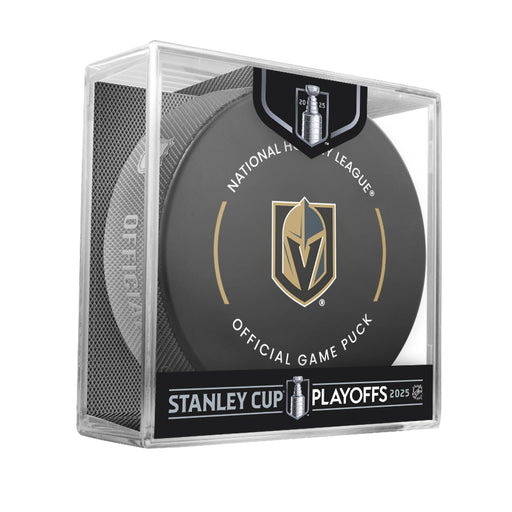 NHL Vegas Golden Knights 2025 Official Playoffs Game Hockey Puck Design In Cube