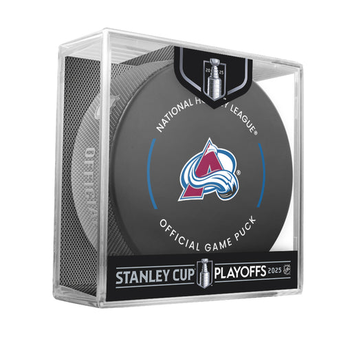 NHL Colorado Avalanche 2025 Official Playoffs Game Hockey Puck Design In Cube