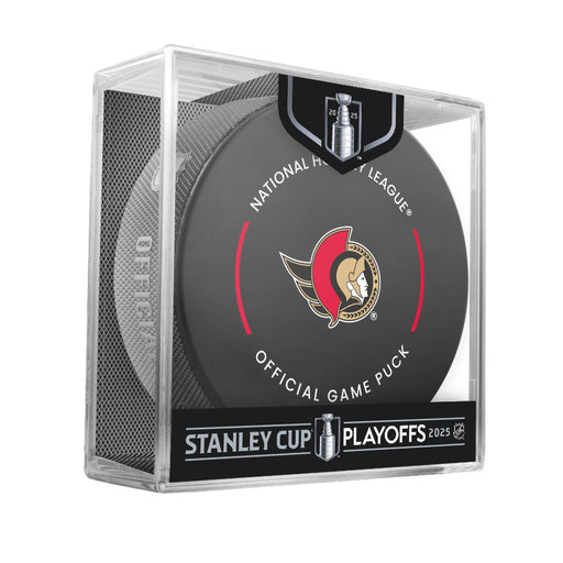 NHL Ottawa Senators 2025 Official Playoffs Game Hockey Puck Design In Cube