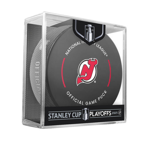 NHL New Jersey Devils 2025 Official Playoffs Game Hockey Puck Design In Cube