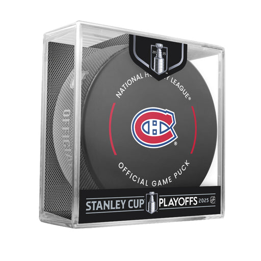 NHL Montreal Canadiens 2025 Official Playoffs Game Hockey Puck Design In Cube