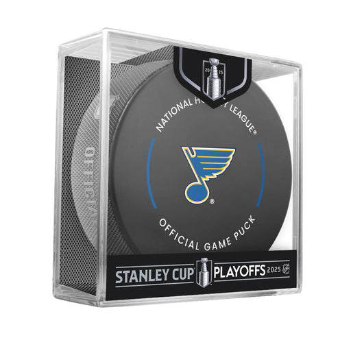 NHL St. Louis Blues 2025 Official Playoffs Game Hockey Puck Design In Cube