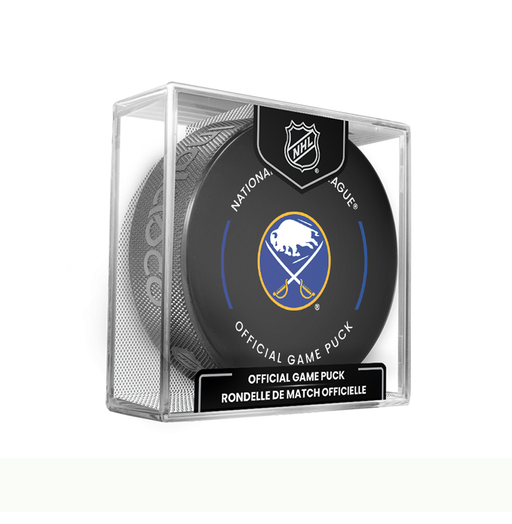 NHL Buffalo Sabres Officially Licensed 2025-2026 Game Puck Design In Cube