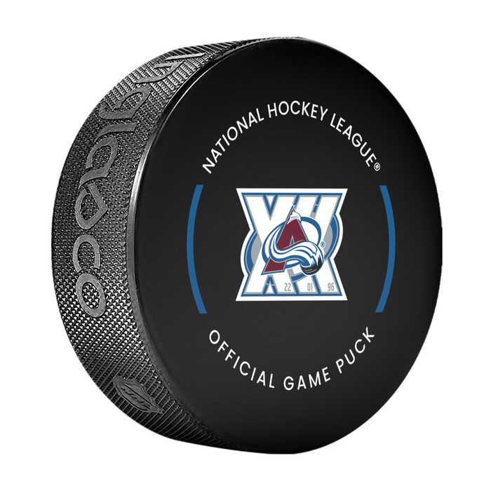 NHL Colorado Avalanche 30th Anniversary  Officially Licensed 2025-2026 Game Puck Design In Cube