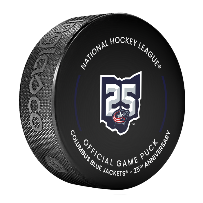 NHL Columbus  Blue Jackets Officially Licensed 2025-2026 Game Puck Design In Cube