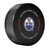 NHL Edmonton Oilers Officially Licensed 2025-2026 Game Puck Design In Cube