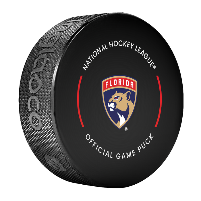 NHL Florida Panthers Officially Licensed 2025-2026 Game Puck Design In Cube
