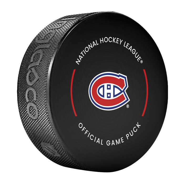 NHL Montreal Canadiens Officially Licensed 2025-2026 Game Puck Design In Cube