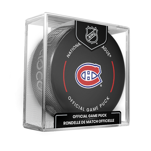 NHL Montreal Canadiens Officially Licensed 2025-2026 Game Puck Design In Cube