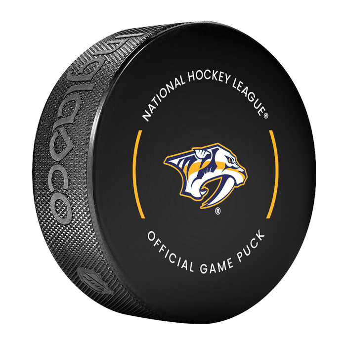 NHL Nashville Predators Officially Licensed 2025-2026 Game Puck Design In Cube