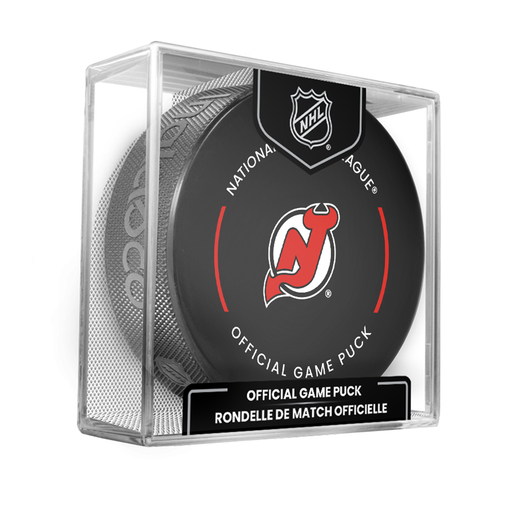 NHL New Jersey Devils Officially Licensed 2025-2026 Game Puck Design In Cube