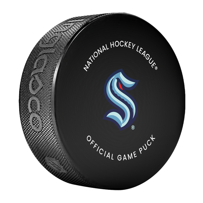 NHL Seattle Sea Kraken Officially Licensed 2025-2026 Game Puck Design In Cube