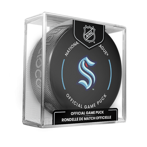 NHL Seattle Sea Kraken Officially Licensed 2025-2026 Game Puck Design In Cube